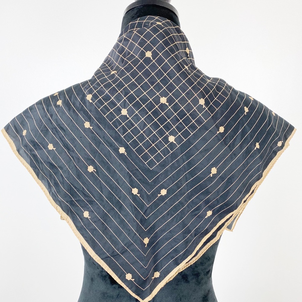 Vintage Scarf Black & Tan Floral Robinson Golluber